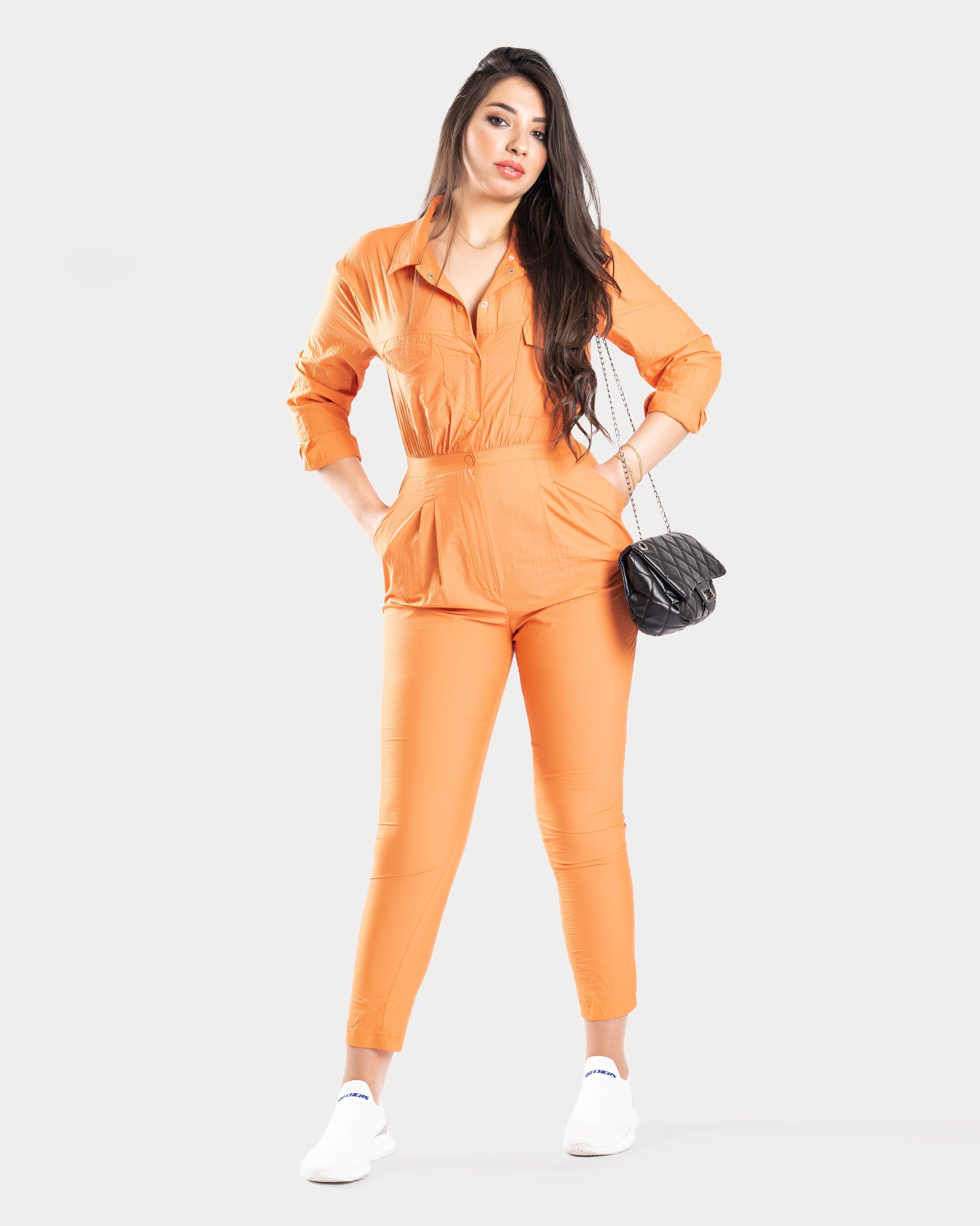 STYLE-Orange-Solid Jumpsuit